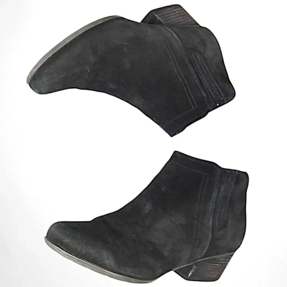 Blondo Women's Valli 2.0 Ankle Boots Black Nubuck Leather Block Heel 10M
